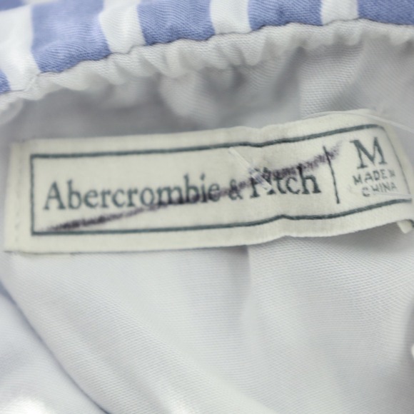 Abercrombie Fitch Blue White Striped Cami Romper Ruffle Tiered Waist Medium NWOT - Picture 7 of 7